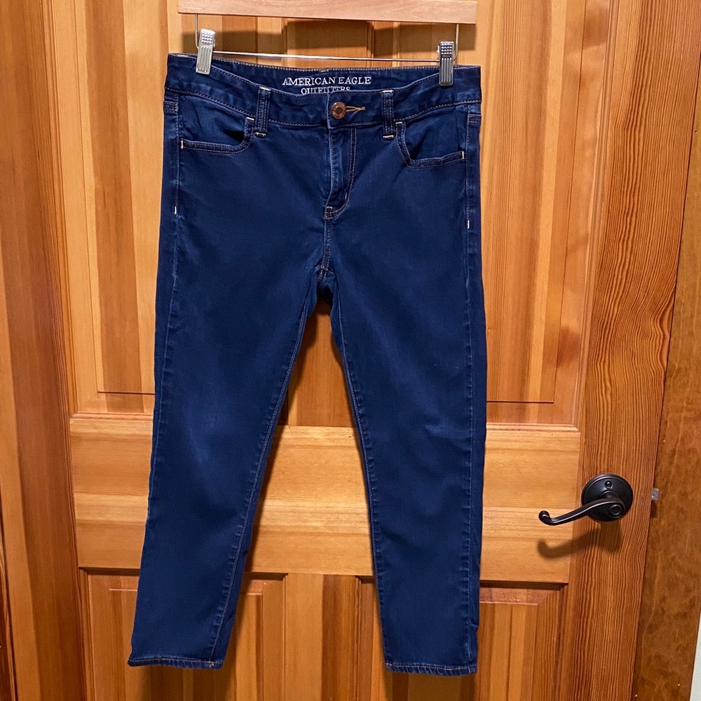 American Eagle Outfitters Jegging Crop Super Stretch Deep Blue Denim